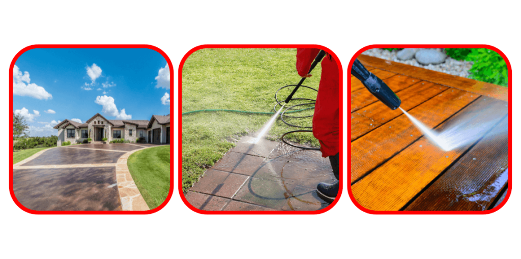 Pressure washing driveways, decks and patios